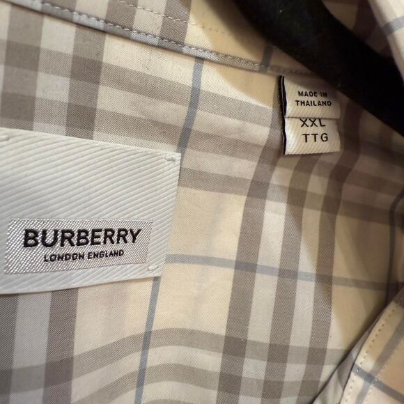 Burberry Men's Designer White Grey Button Down Dress Shirt XXL - EUC - Picture 3 of 3